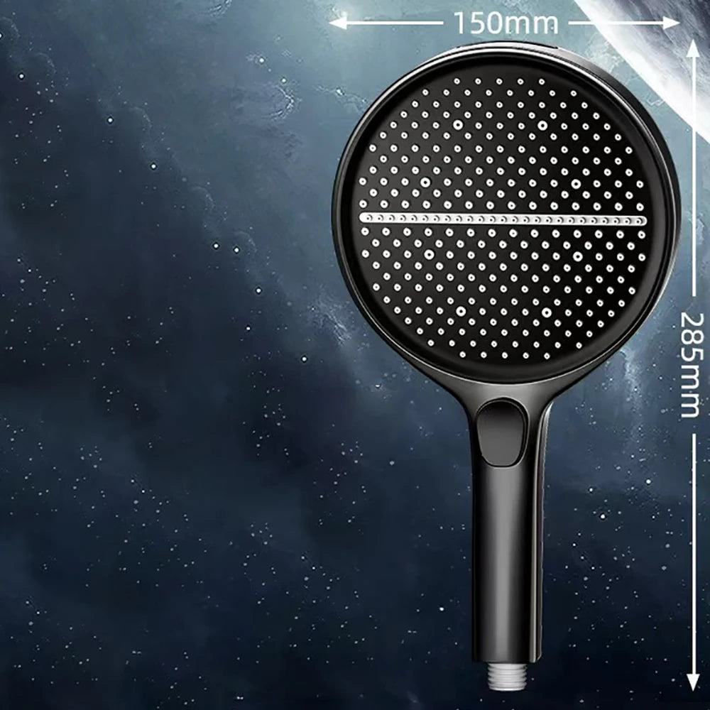 Black 15CM Big Panel 4 Modes Pressure Boost Shower Head High Pressure Large Flow Spray Nozzle Massage Shower Bathroom Accessorie
