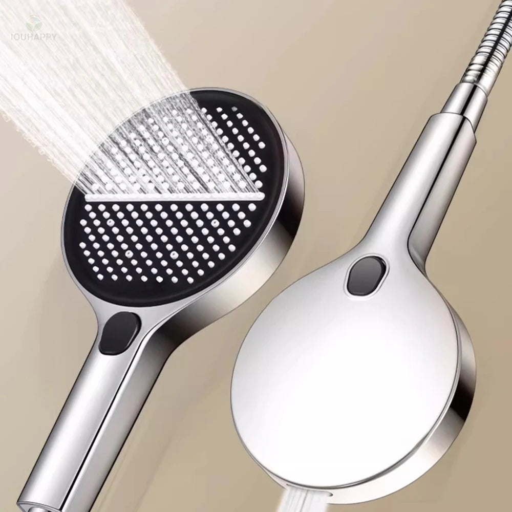 Black 15CM Big Panel 4 Modes Pressure Boost Shower Head High Pressure Large Flow Spray Nozzle Massage Shower Bathroom Accessorie