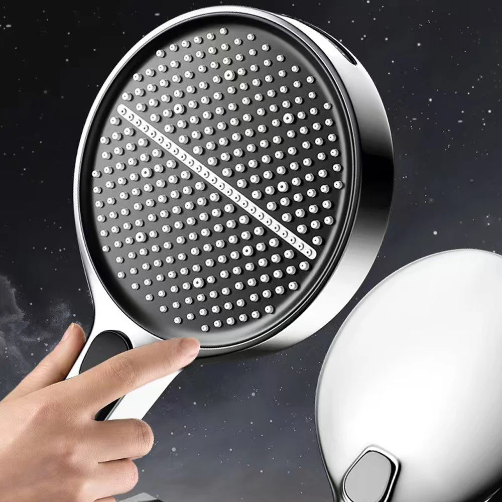 Black 15CM Big Panel 4 Modes Pressure Boost Shower Head High Pressure Large Flow Spray Nozzle Massage Shower Bathroom Accessorie