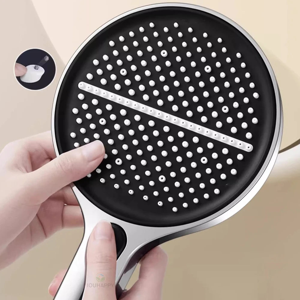 Black 15CM Big Panel 4 Modes Pressure Boost Shower Head High Pressure Large Flow Spray Nozzle Massage Shower Bathroom Accessorie
