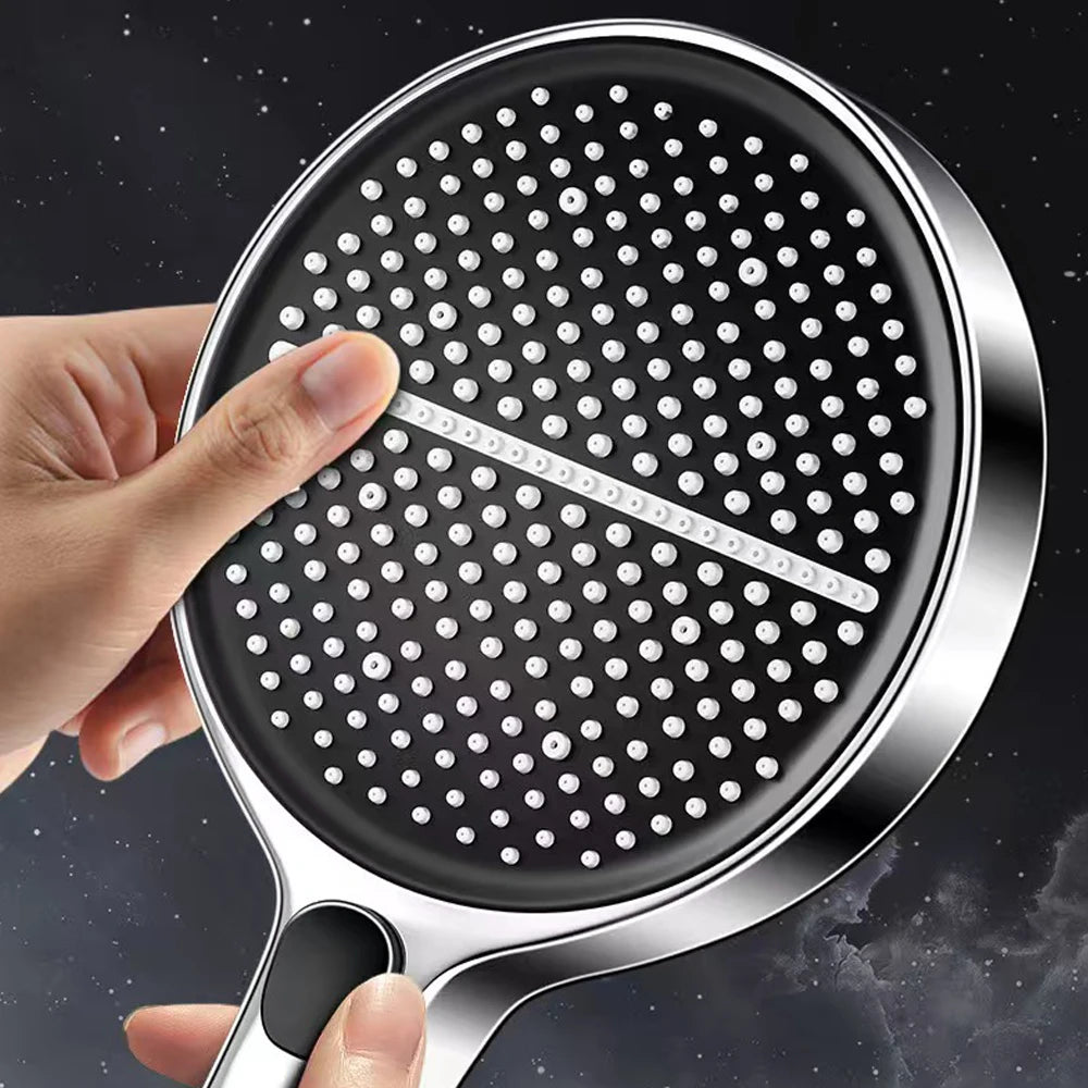 Black 15CM Big Panel 4 Modes Pressure Boost Shower Head High Pressure Large Flow Spray Nozzle Massage Shower Bathroom Accessorie