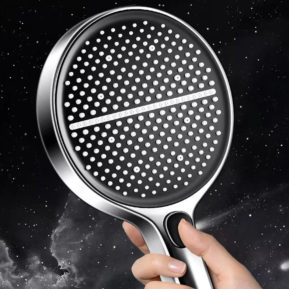 Black 15CM Big Panel 4 Modes Pressure Boost Shower Head High Pressure Large Flow Spray Nozzle Massage Shower Bathroom Accessorie