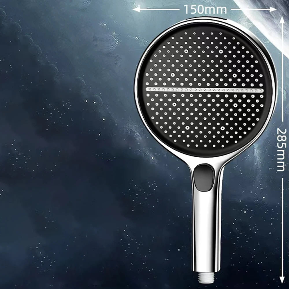 Black 15CM Big Panel 4 Modes Pressure Boost Shower Head High Pressure Large Flow Spray Nozzle Massage Shower Bathroom Accessorie
