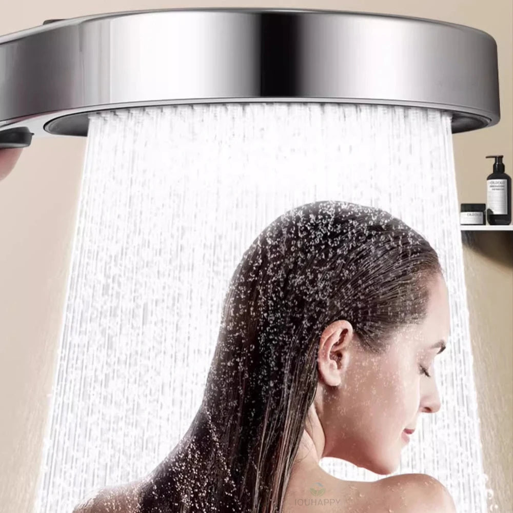 Black 15CM Big Panel 4 Modes Pressure Boost Shower Head High Pressure Large Flow Spray Nozzle Massage Shower Bathroom Accessorie