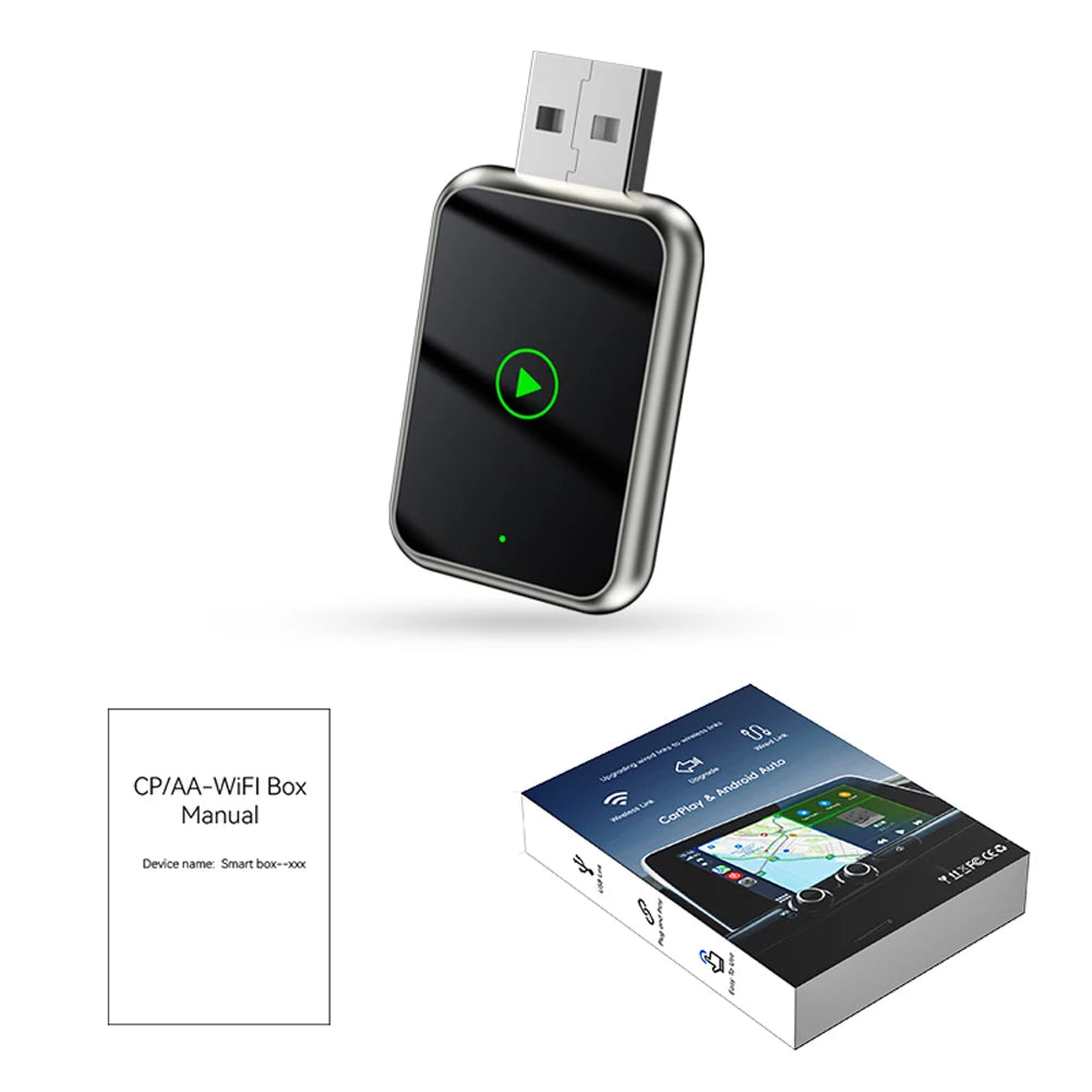 2 in 1 Wireless CarPlay Android Auto Adapter Smart Box Convert Wired To Wireless Auto Connect Plug & Play for Factory Wired Cars
