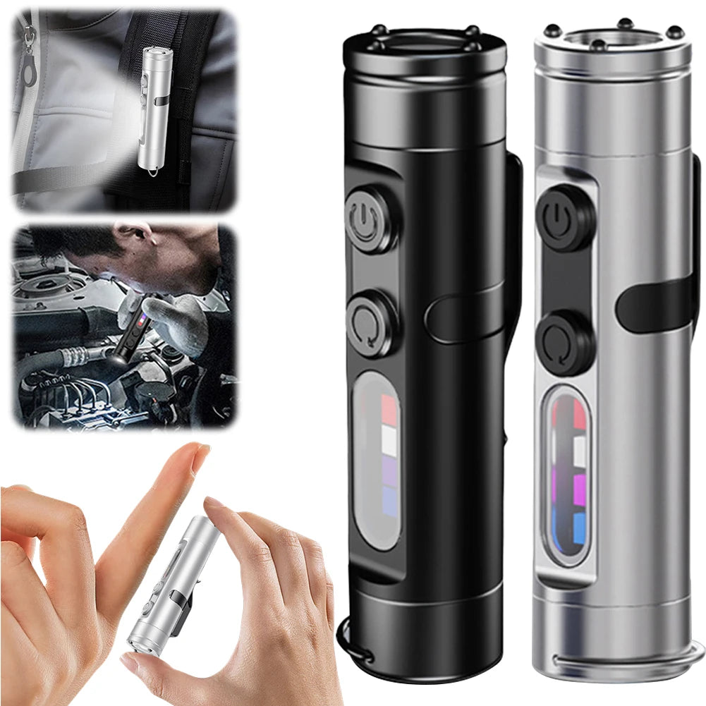 Taclite Magnetic Mini Flashlight with Hat Clip USB-C Rechargeable Work Inspect Light UV Lamp for Outdoor Camping Hiking & Emerg