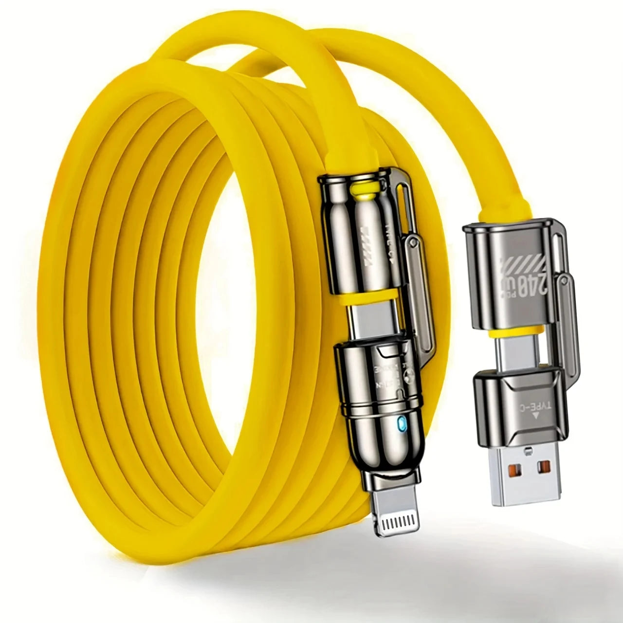 USB C 4-in-1 Type C Cable 240W Super Fast Charging Multiple Functions For iPhone 11 12 13 14 15 16 17 Samsung Xiaomi iPad Tablet