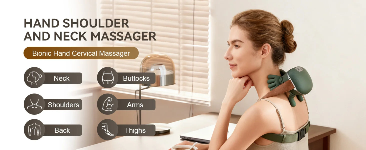 4D massage device simulates manual massage, provides deep tissue pain relief, and is a portable electric massage device