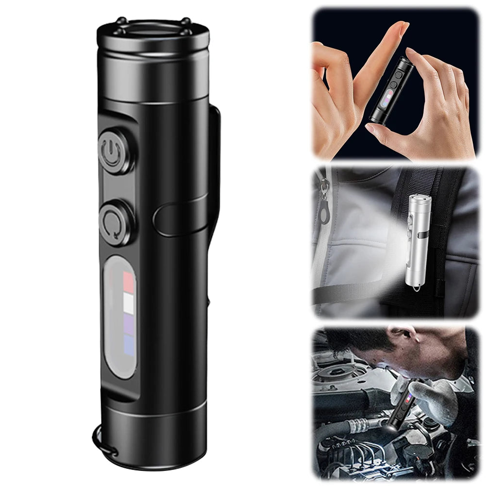 Taclite Magnetic Mini Flashlight with Hat Clip USB-C Rechargeable Work Inspect Light UV Lamp for Outdoor Camping Hiking & Emerg