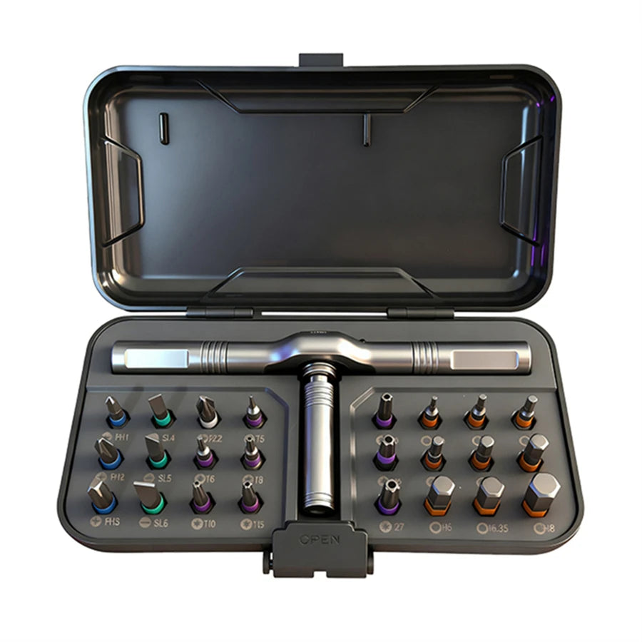 24 in 1 Magnetic Screwdriver Set Magnetic Compact and Portable Ratchet Screwdriver with Reversible High Torque Drive Handle