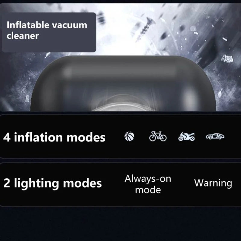 5-in-1 USB Wireless Multi-functional Vacuum Inflator Pump Quick Air Compressor 150psi Portable Self-checking Tire Pressure