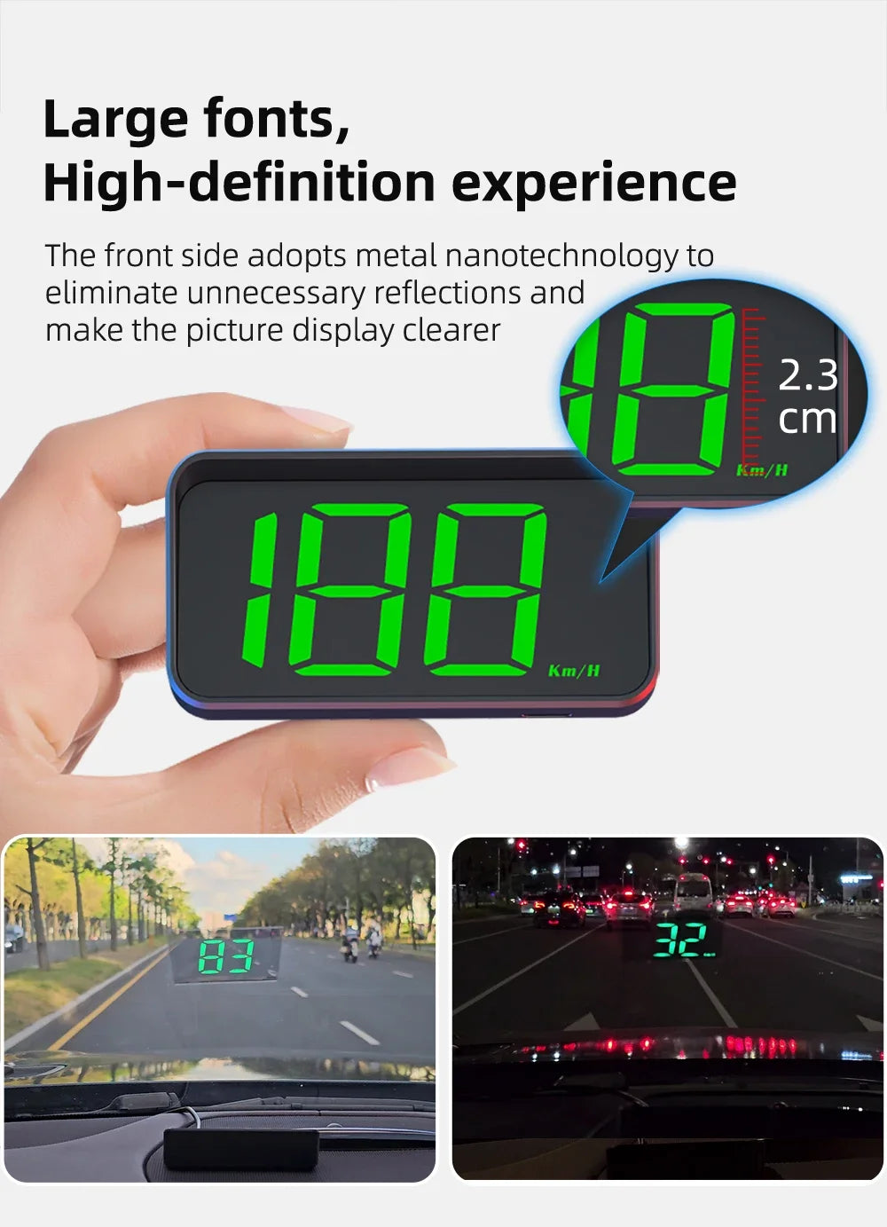 M2 GPS HUD Head Up Display Car Universal Speedometer KMH USB Cable Plug & Play GPS & Beidou Dual Satellite System