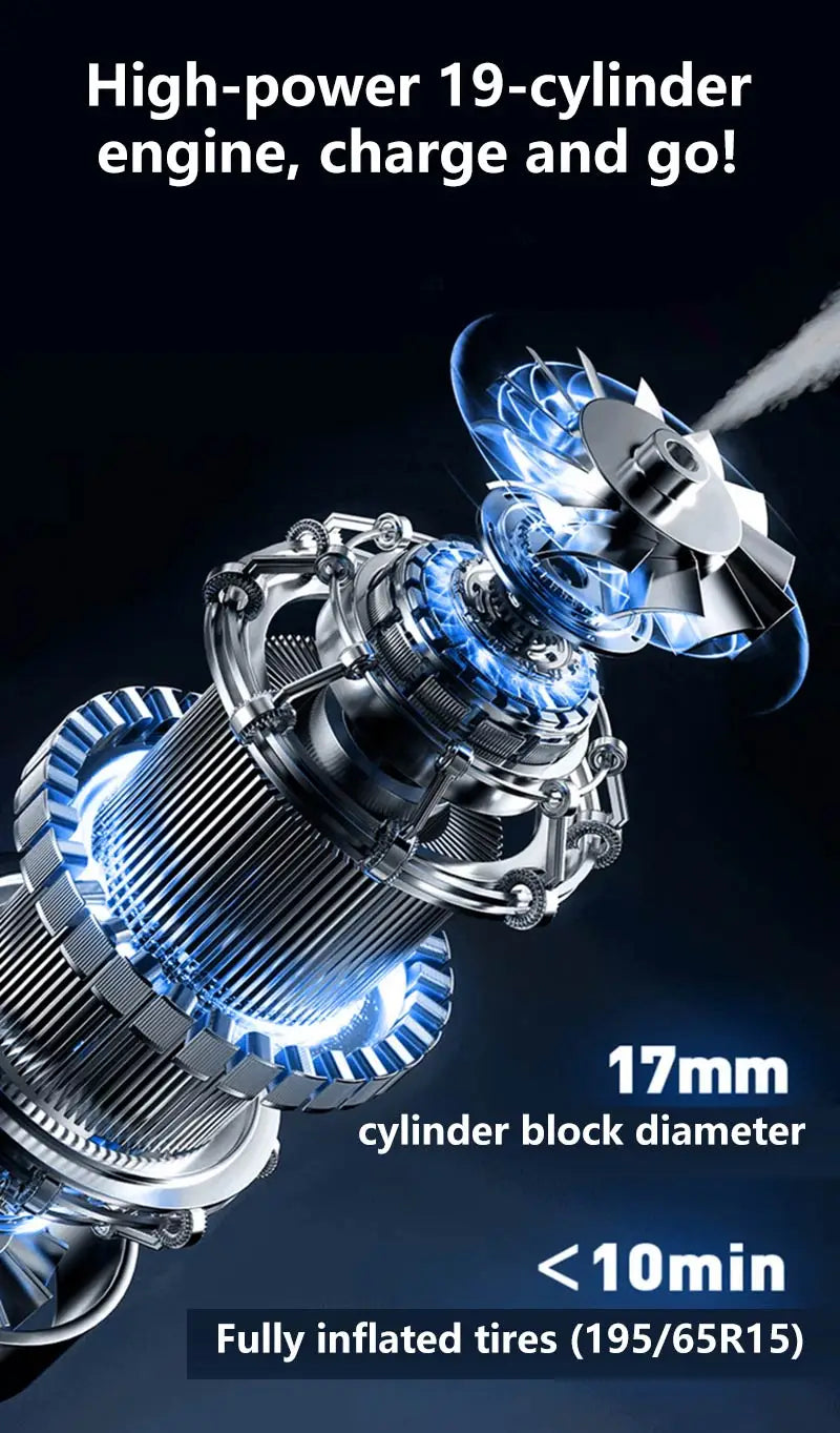 5-in-1 USB Wireless Multi-functional Vacuum Inflator Pump Quick Air Compressor 150psi Portable Self-checking Tire Pressure