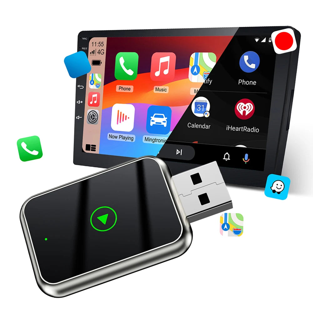 2 in 1 Wireless CarPlay Android Auto Adapter Smart Box Convert Wired To Wireless Auto Connect Plug & Play for Factory Wired Cars
