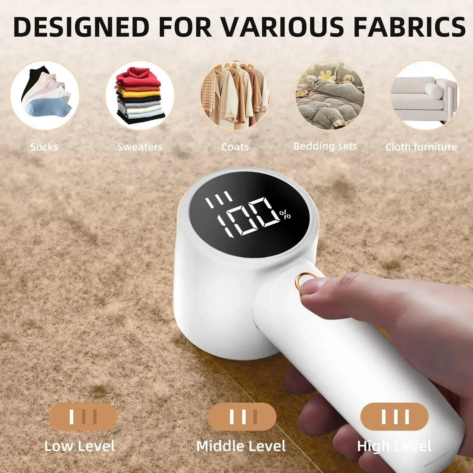 New Household Electric Lint Remover 3 Gears Adjustable Wireless LED Digital Display Hairball Trimmer Portable Sweater Epilator