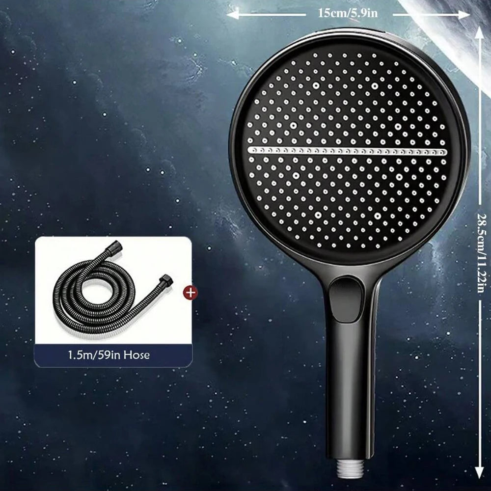 Black 15CM Big Panel 4 Modes Pressure Boost Shower Head High Pressure Large Flow Spray Nozzle Massage Shower Bathroom Accessorie