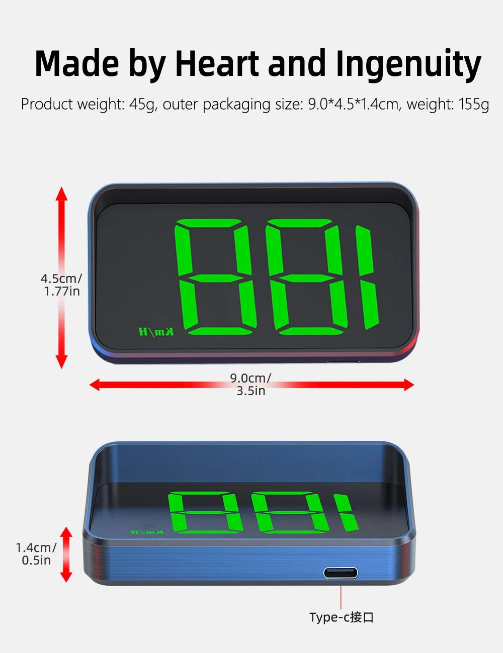 M2 GPS HUD Head Up Display Car Universal Speedometer KMH USB Cable Plug & Play GPS & Beidou Dual Satellite System