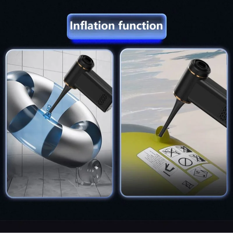 5-in-1 USB Wireless Multi-functional Vacuum Inflator Pump Quick Air Compressor 150psi Portable Self-checking Tire Pressure