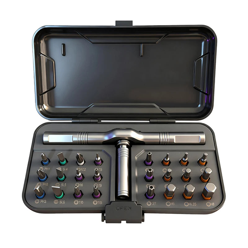 24 in 1 Magnetic Screwdriver Set Magnetic Compact and Portable Ratchet Screwdriver with Reversible High Torque Drive Handle