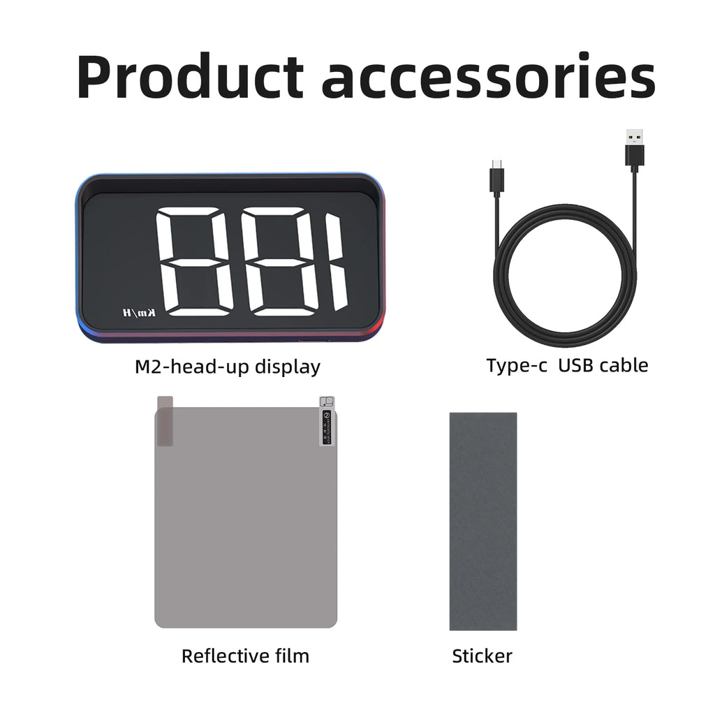 M2 GPS HUD Head Up Display Car Universal Speedometer KMH USB Cable Plug & Play GPS & Beidou Dual Satellite System