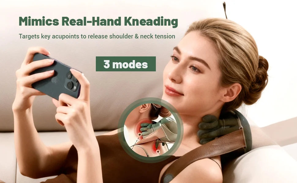 4D massage device simulates manual massage, provides deep tissue pain relief, and is a portable electric massage device