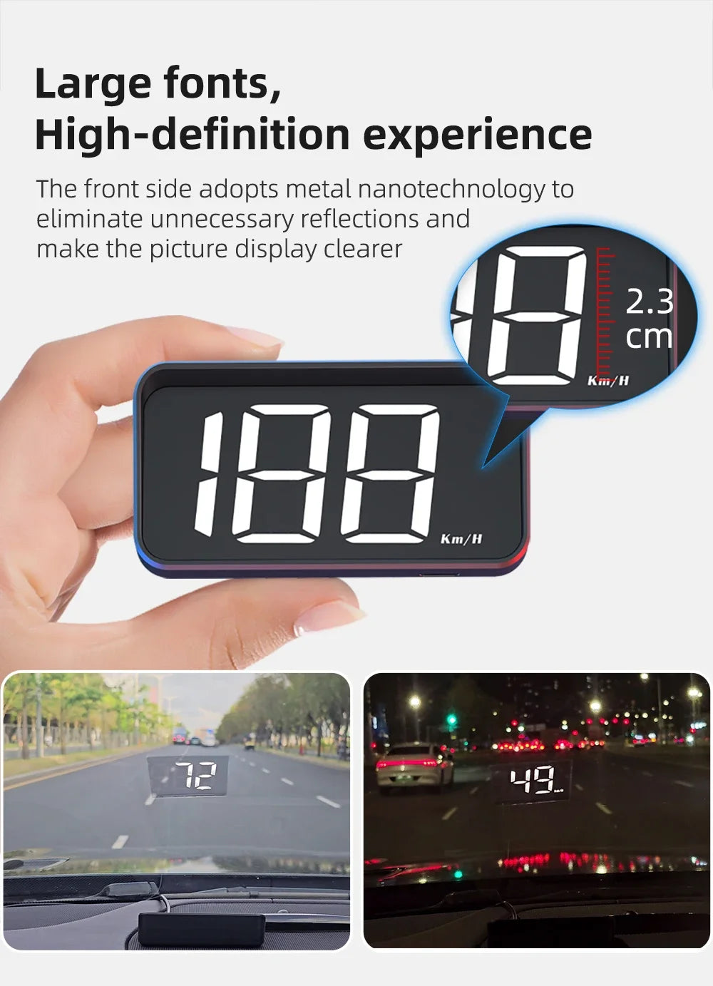 M2 GPS HUD Head Up Display Car Universal Speedometer KMH USB Cable Plug & Play GPS & Beidou Dual Satellite System